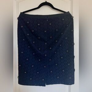 Talbots navy blue skirt with floral details new without tags